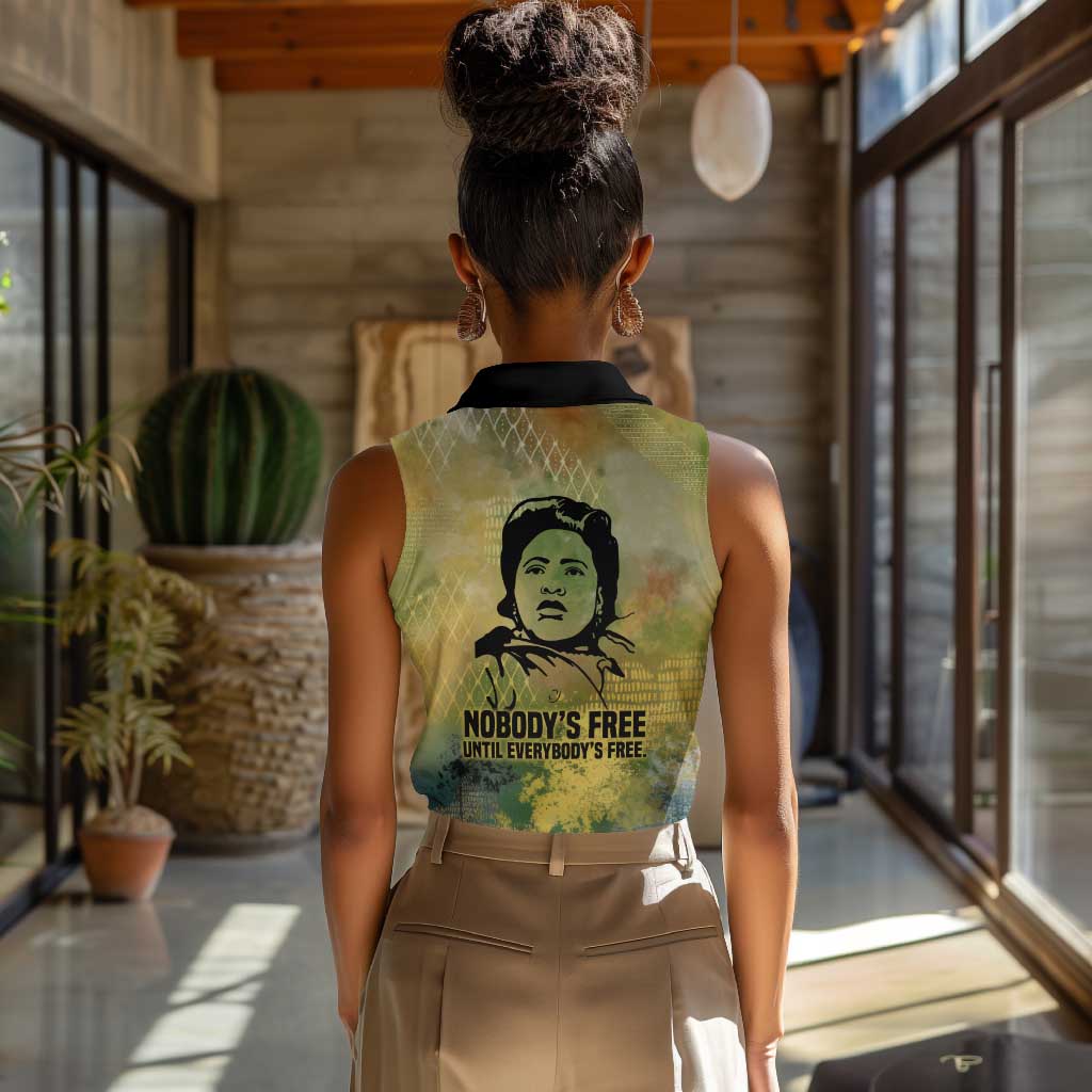 Fannie Lou Hamer Women Sleeveless Polo Shirt Unbossable Quote Design Protest Silhouettes and Voting Rights Tribute - African Pride
