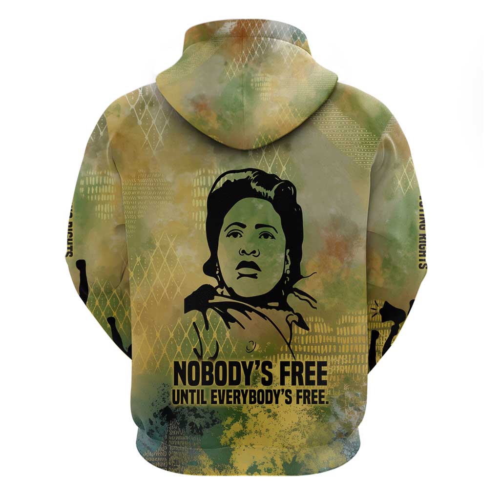 Fannie Lou Hamer Zip Hoodie Unbossable Quote Design Protest Silhouettes and Voting Rights Tribute - African Pride