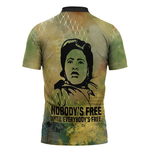 Fannie Lou Hamer Zipper Polo Shirt Unbossable Quote Design Protest Silhouettes and Voting Rights Tribute - African Pride