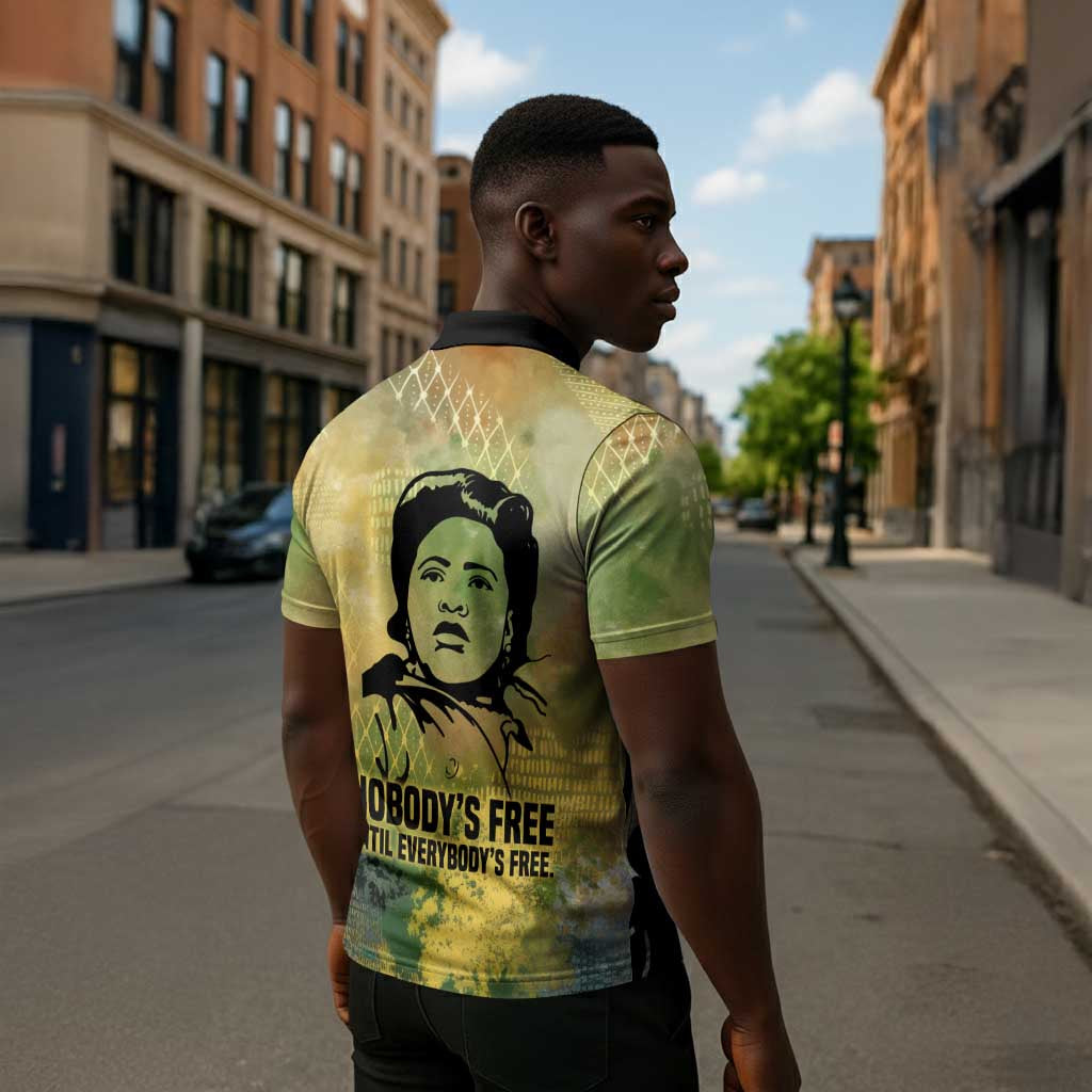 Fannie Lou Hamer Zipper Polo Shirt Unbossable Quote Design Protest Silhouettes and Voting Rights Tribute - African Pride