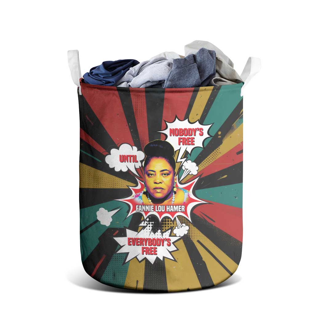 Fannie Lou Hamer Laundry Basket with Pop Art Comic Style Design Bold Quote and Civil Rights Tribute - African Pride