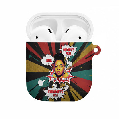 Fannie Lou Hamer AirPods Case with Pop Art Comic Style Design Bold Quote and Civil Rights Tribute - African Pride