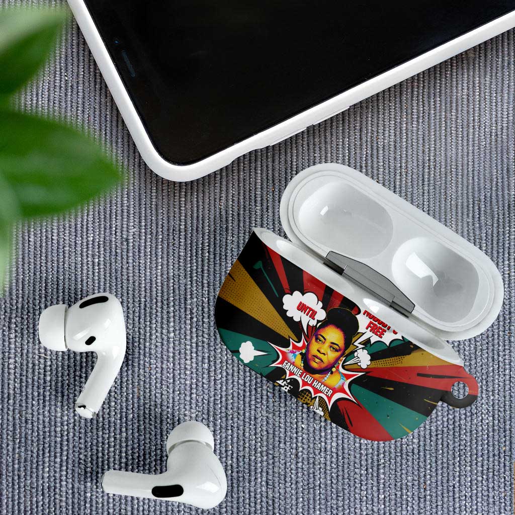 Fannie Lou Hamer AirPods Case with Pop Art Comic Style Design Bold Quote and Civil Rights Tribute - African Pride