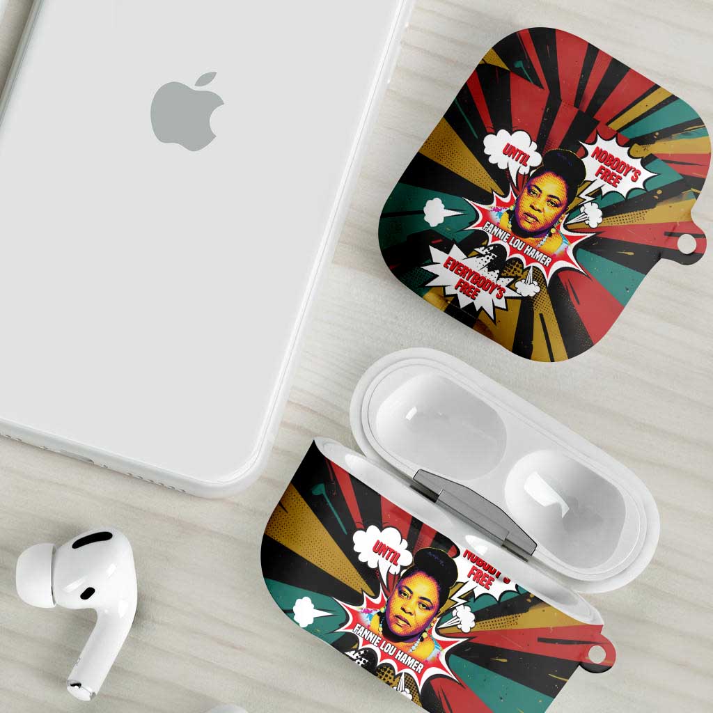 Fannie Lou Hamer AirPods Case with Pop Art Comic Style Design Bold Quote and Civil Rights Tribute - African Pride