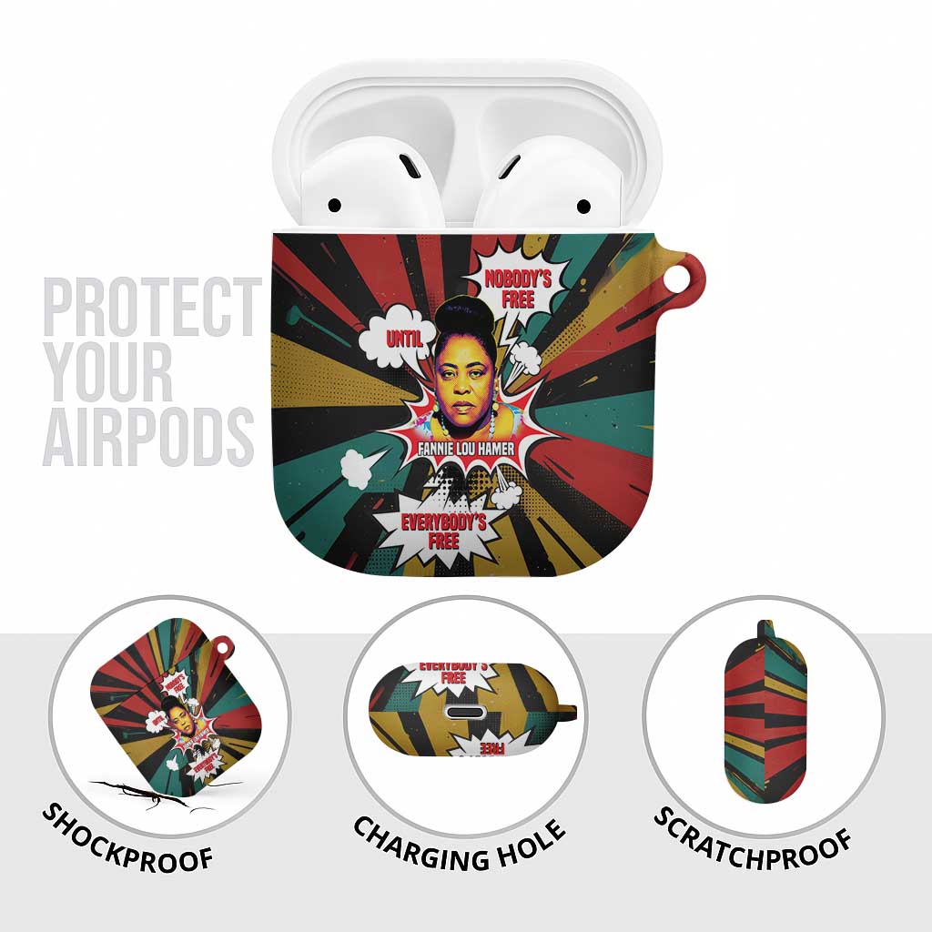 Fannie Lou Hamer AirPods Case with Pop Art Comic Style Design Bold Quote and Civil Rights Tribute - African Pride