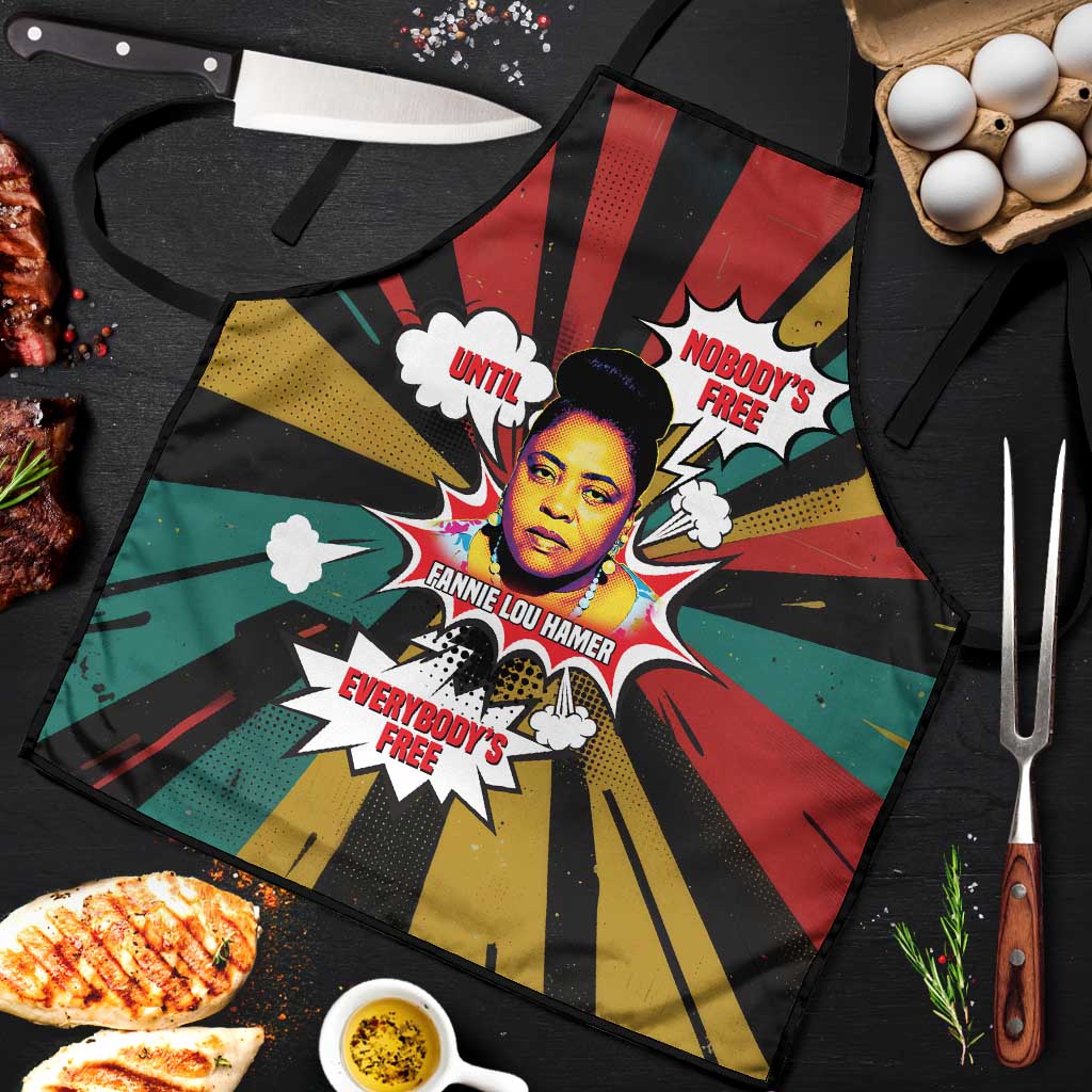 Fannie Lou Hamer Apron with Pop Art Comic Style Design Bold Quote and Civil Rights Tribute - African Pride