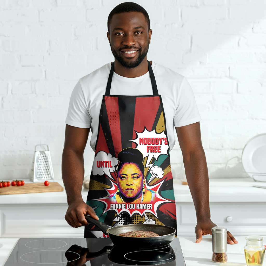 Fannie Lou Hamer Apron with Pop Art Comic Style Design Bold Quote and Civil Rights Tribute - African Pride