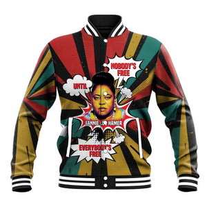 Fannie Lou Hamer Baseball Jacket with Pop Art Comic Style Design Bold Quote and Civil Rights Tribute - African Pride