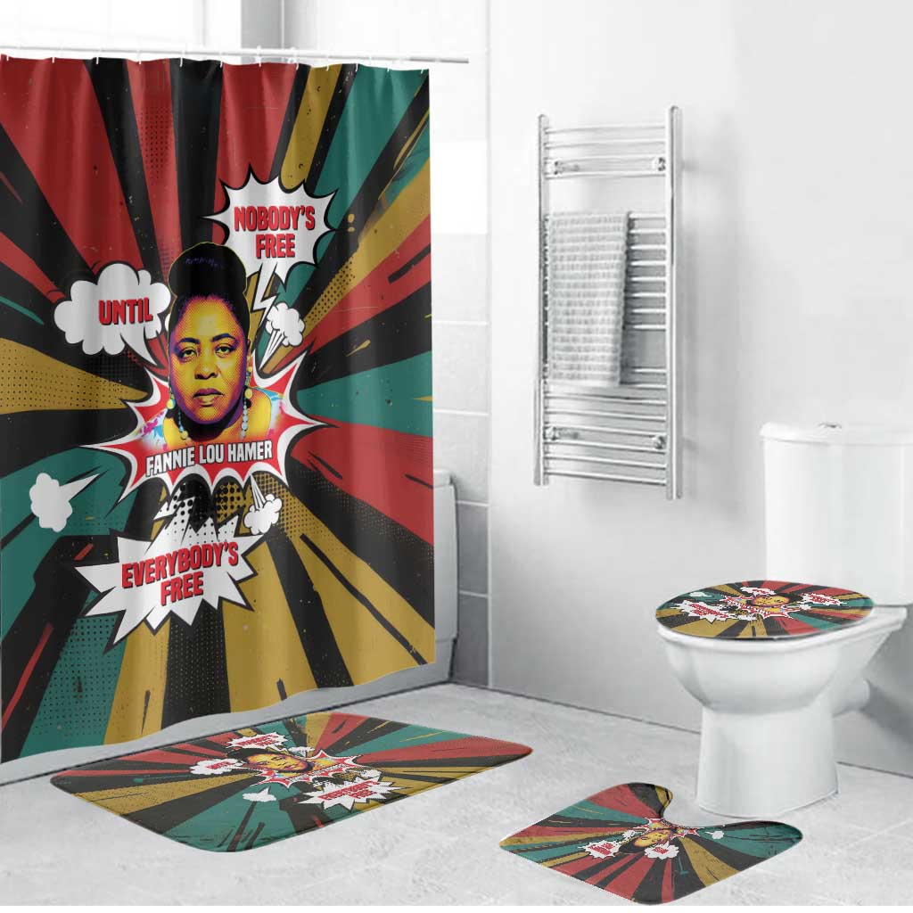 Fannie Lou Hamer Bathroom Set with Pop Art Comic Style Design Bold Quote and Civil Rights Tribute - African Pride
