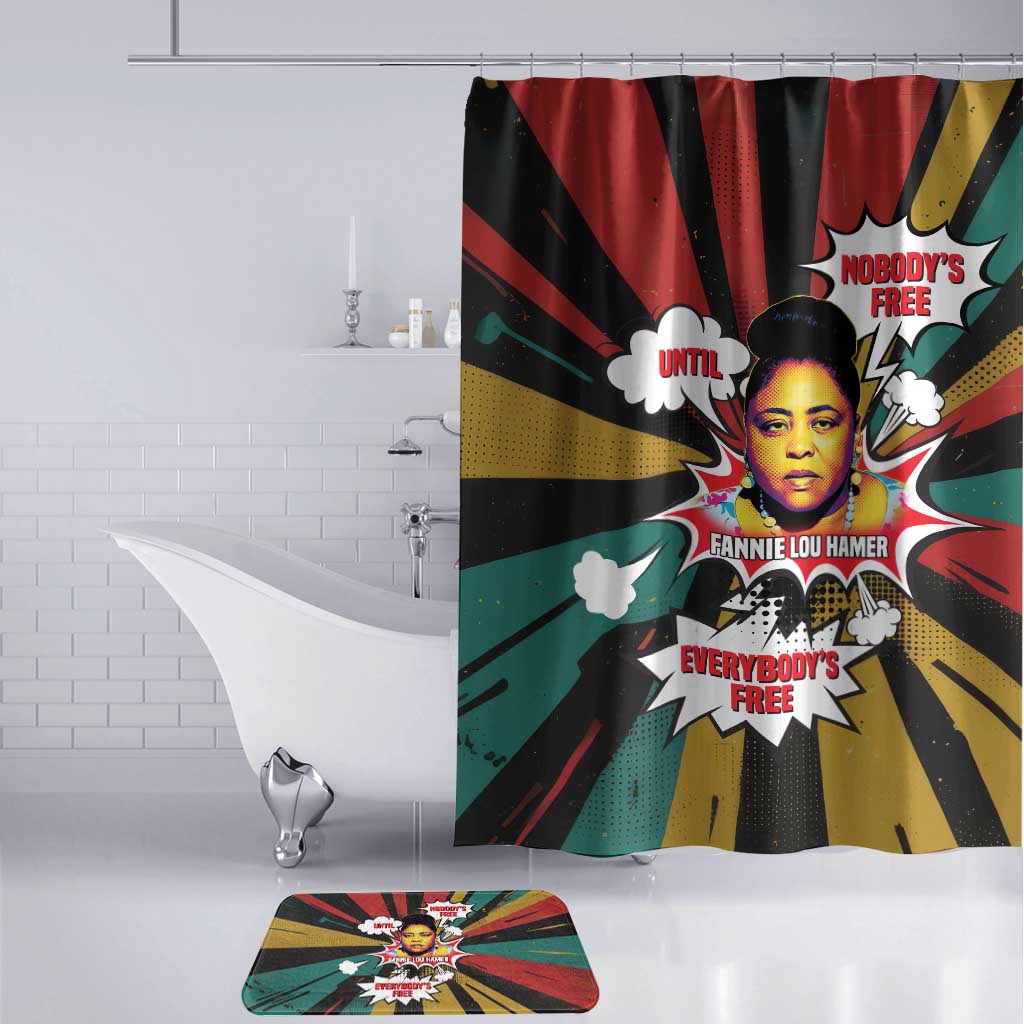 Fannie Lou Hamer Bathroom Set with Pop Art Comic Style Design Bold Quote and Civil Rights Tribute - African Pride