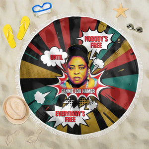 Fannie Lou Hamer Beach Blanket with Pop Art Comic Style Design Bold Quote and Civil Rights Tribute - African Pride