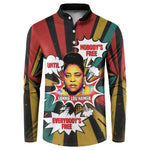 Fannie Lou Hamer Button Sweatshirt with Pop Art Comic Style Design Bold Quote and Civil Rights Tribute