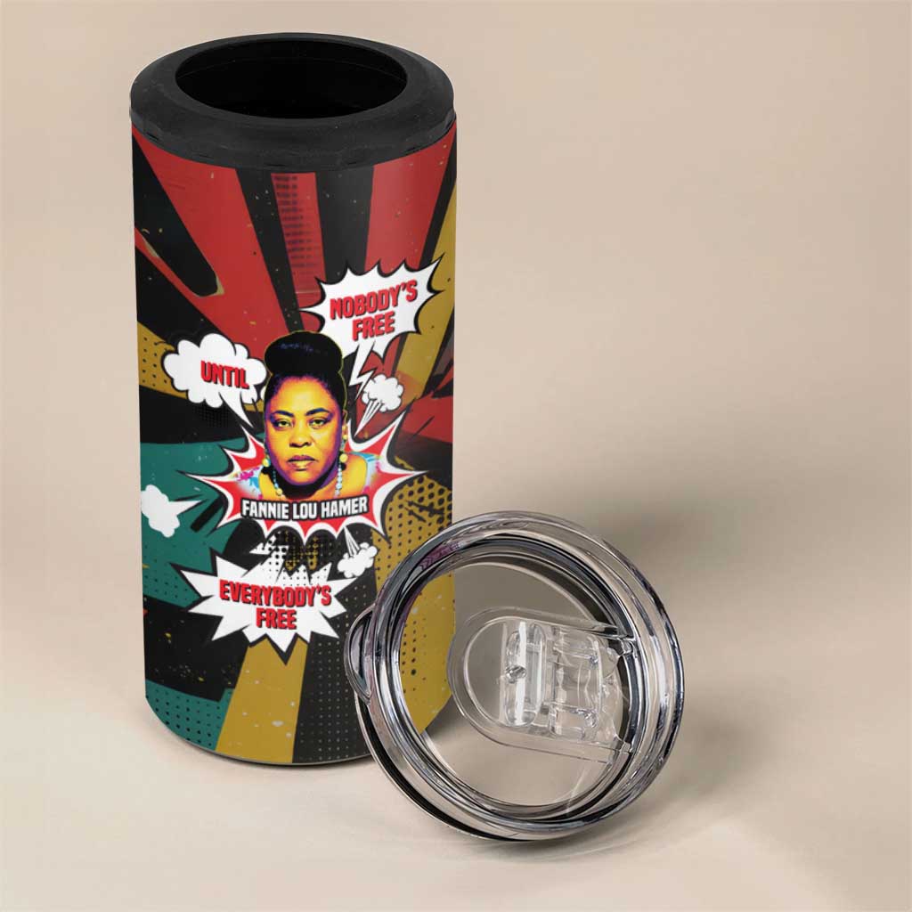 Fannie Lou Hamer 4 in 1 Can Cooler Tumbler with Pop Art Comic Style Design Bold Quote and Civil Rights Tribute - African Pride