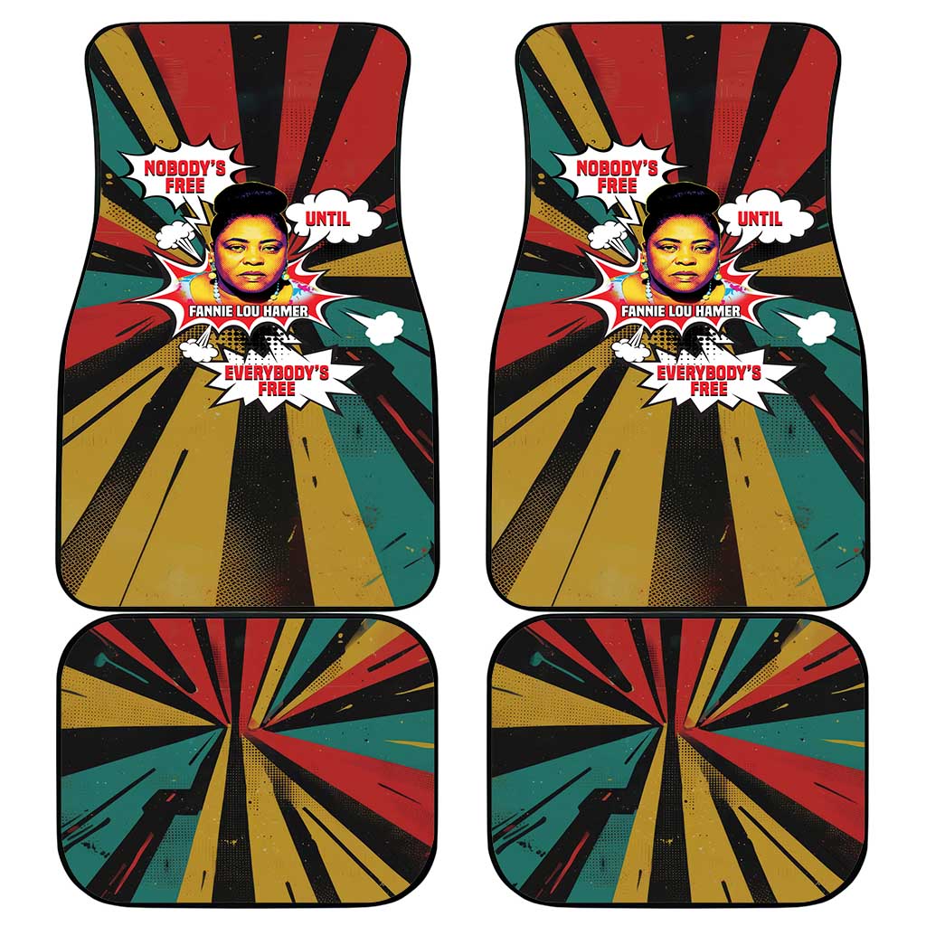 Fannie Lou Hamer Car Mats with Pop Art Comic Style Design Bold Quote and Civil Rights Tribute - African Pride