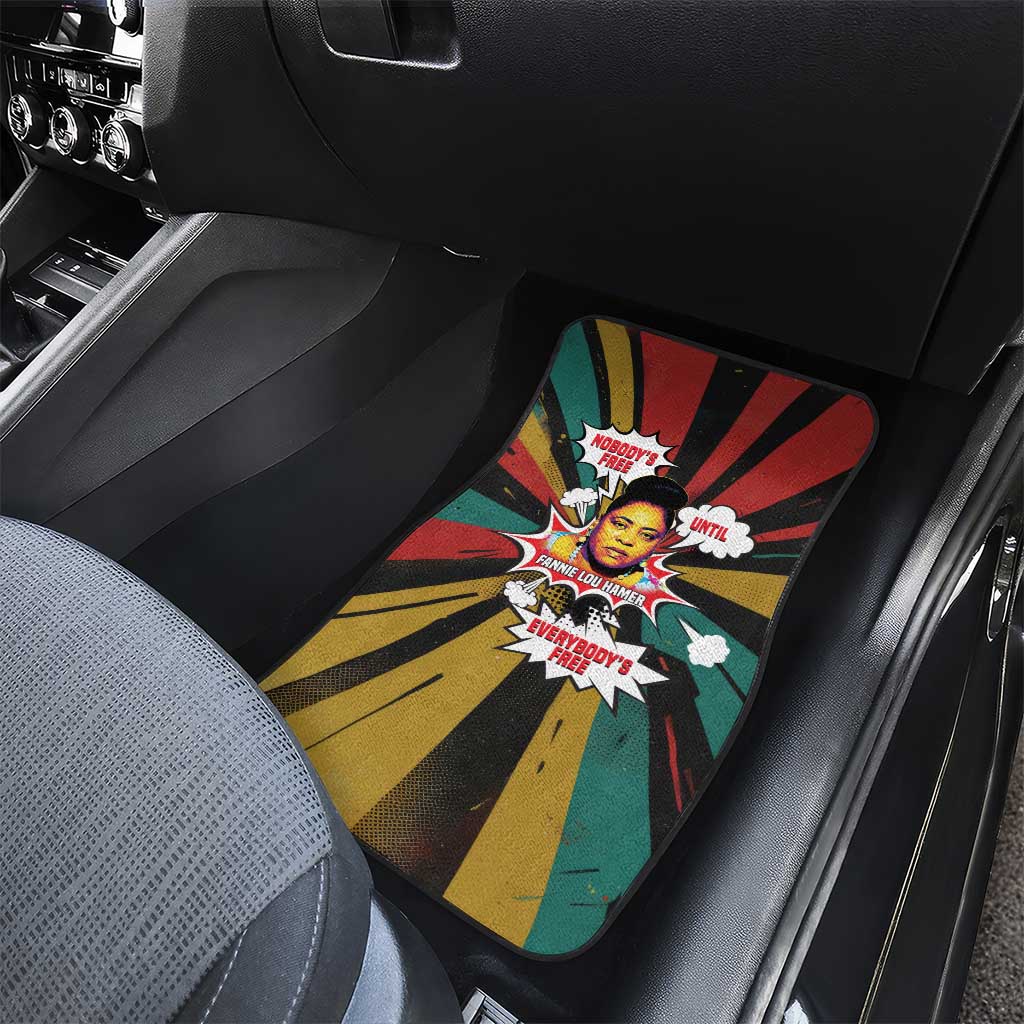 Fannie Lou Hamer Car Mats with Pop Art Comic Style Design Bold Quote and Civil Rights Tribute - African Pride