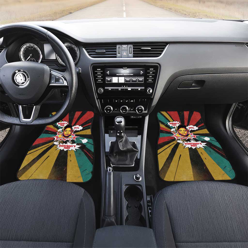Fannie Lou Hamer Car Mats with Pop Art Comic Style Design Bold Quote and Civil Rights Tribute - African Pride