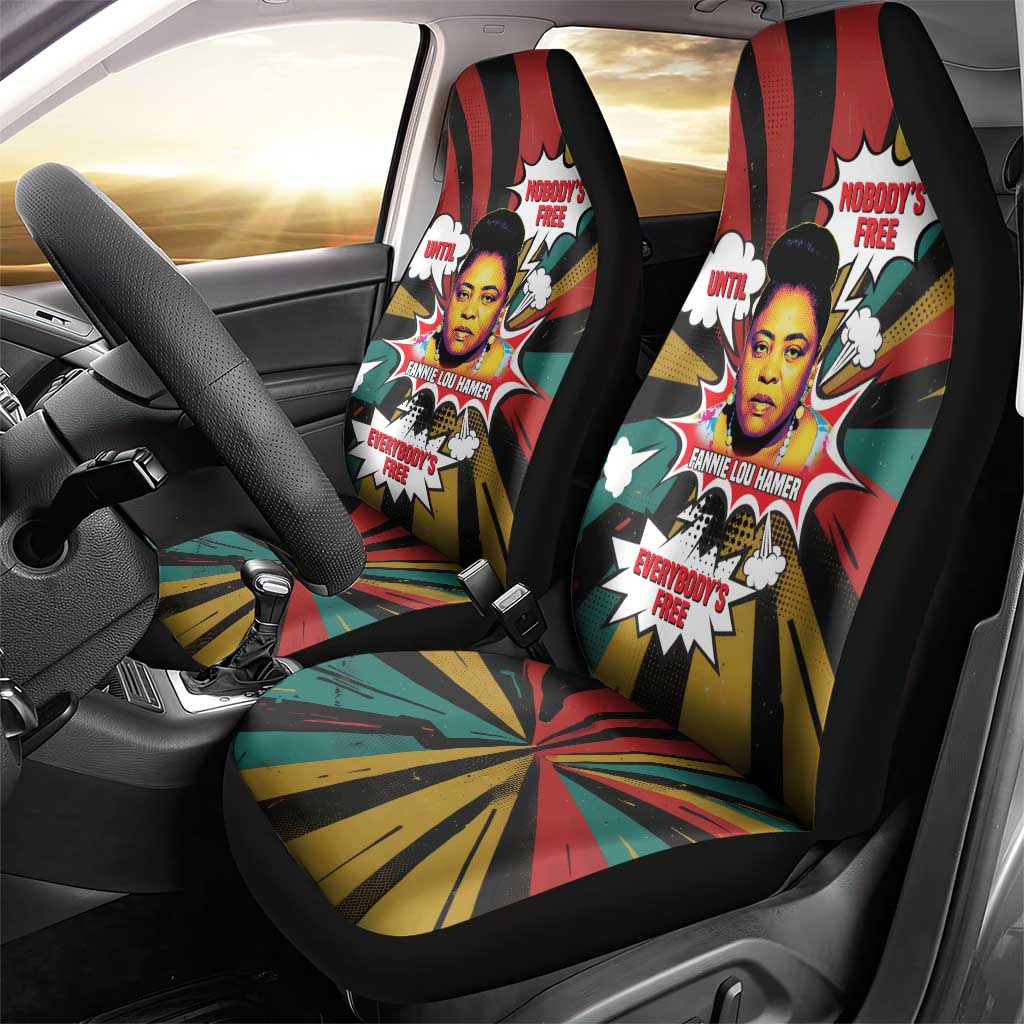 Fannie Lou Hamer Car Seat Cover with Pop Art Comic Style Design Bold Quote and Civil Rights Tribute - African Pride
