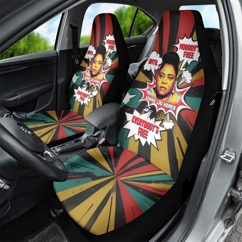 Fannie Lou Hamer Car Seat Cover with Pop Art Comic Style Design Bold Quote and Civil Rights Tribute - African Pride