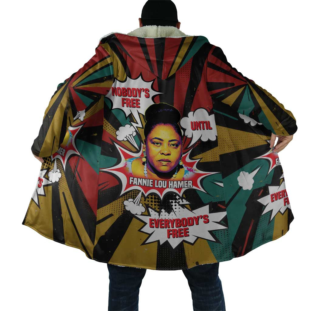 Fannie Lou Hamer Cloak with Pop Art Comic Style Design Bold Quote and Civil Rights Tribute - African Pride