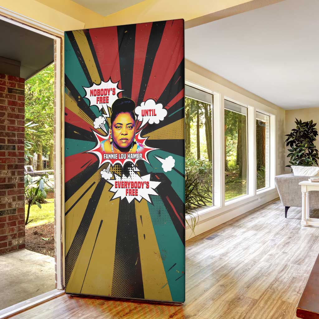 Fannie Lou Hamer Door Cover with Pop Art Comic Style Design Bold Quote and Civil Rights Tribute - African Pride