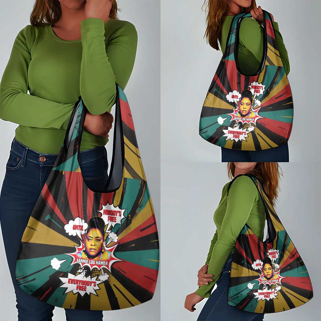 Fannie Lou Hamer Grocery Bag with Pop Art Comic Style Design Bold Quote and Civil Rights Tribute - African Pride