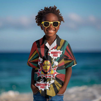 Fannie Lou Hamer Kid Hawaiian Shirt with Pop Art Comic Style Design Bold Quote and Civil Rights Tribute - African Pride