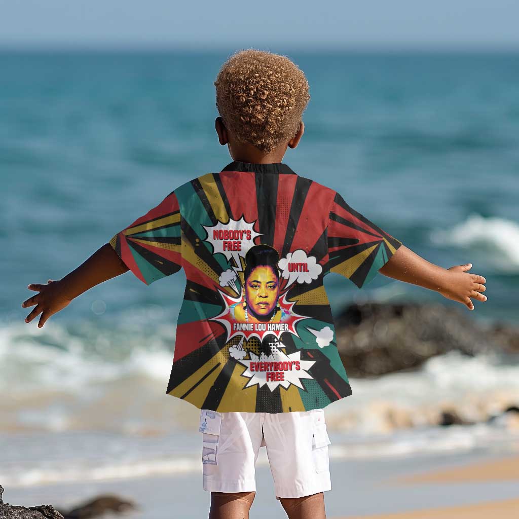 Fannie Lou Hamer Kid Hawaiian Shirt with Pop Art Comic Style Design Bold Quote and Civil Rights Tribute - African Pride