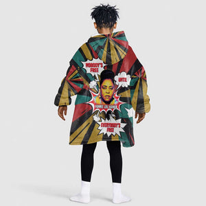 Fannie Lou Hamer Kid Wearable Blanket Hoodie with Pop Art Comic Style Design Bold Quote and Civil Rights Tribute - African Pride