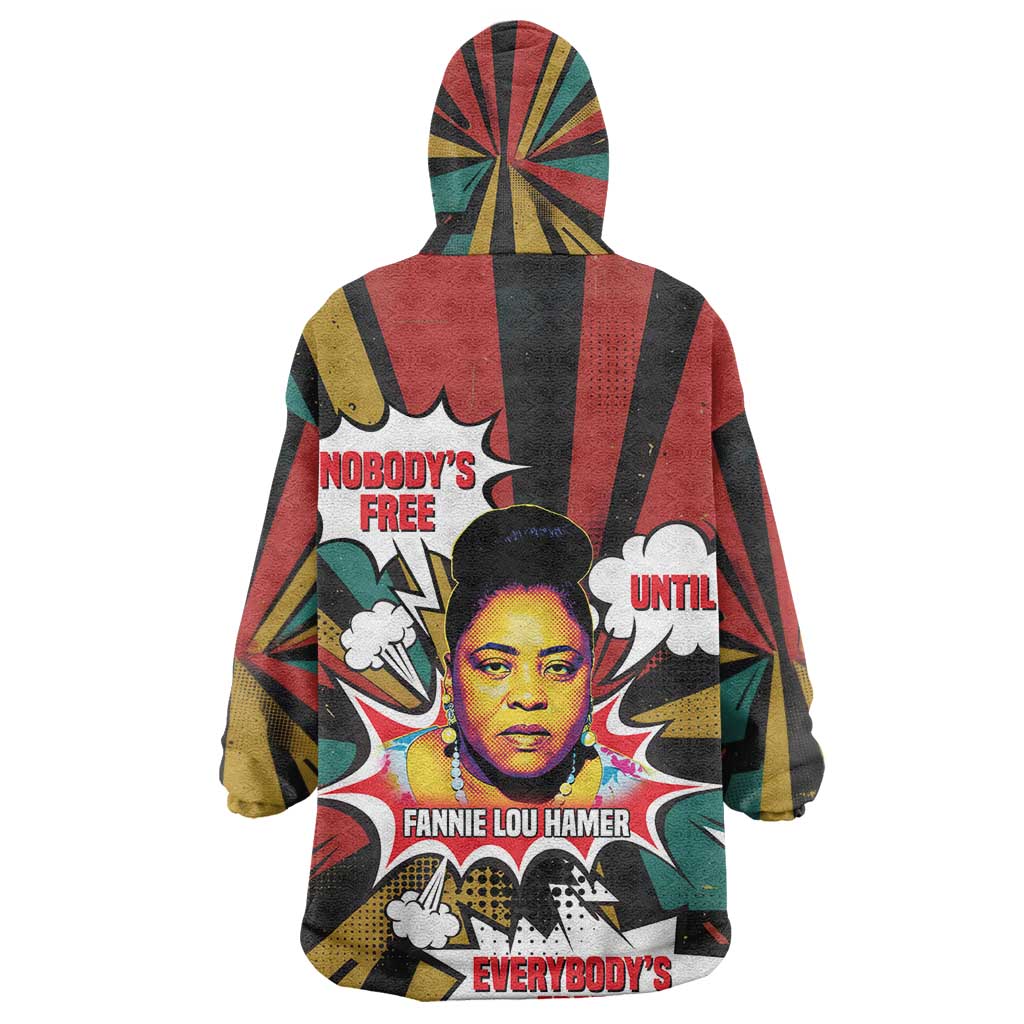 Fannie Lou Hamer Kid Wearable Blanket Hoodie with Pop Art Comic Style Design Bold Quote and Civil Rights Tribute - African Pride