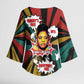 Fannie Lou Hamer Kimono Sleeve Blouse with Pop Art Comic Style Design Bold Quote and Civil Rights Tribute - African Pride