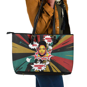 Fannie Lou Hamer Leather Tote Bag with Pop Art Comic Style Design Bold Quote and Civil Rights Tribute - African Pride