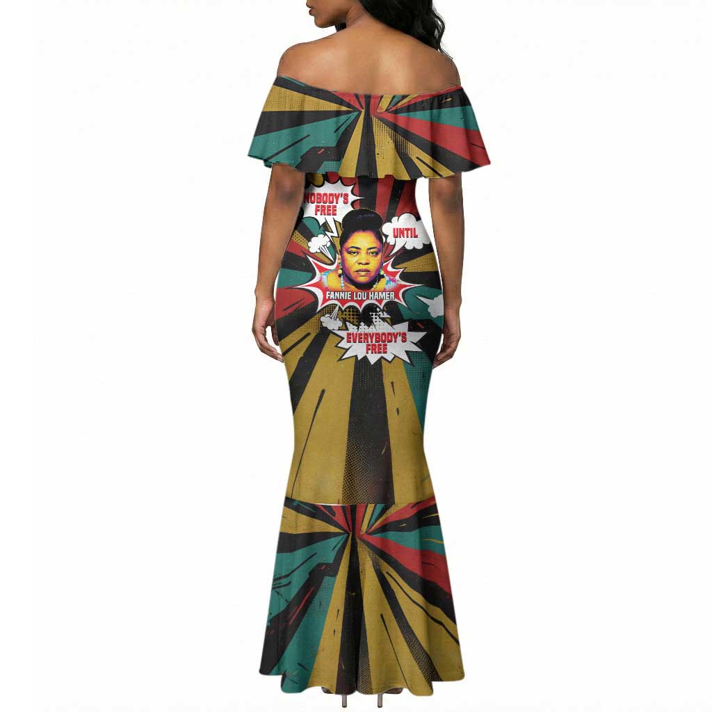 Fannie Lou Hamer Mermaid Dress with Pop Art Comic Style Design Bold Quote and Civil Rights Tribute - African Pride