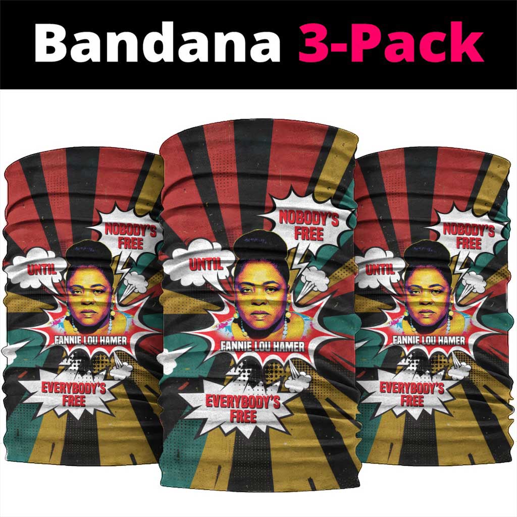 Fannie Lou Hamer Neck Gaiter with Pop Art Comic Style Design Bold Quote and Civil Rights Tribute - African Pride