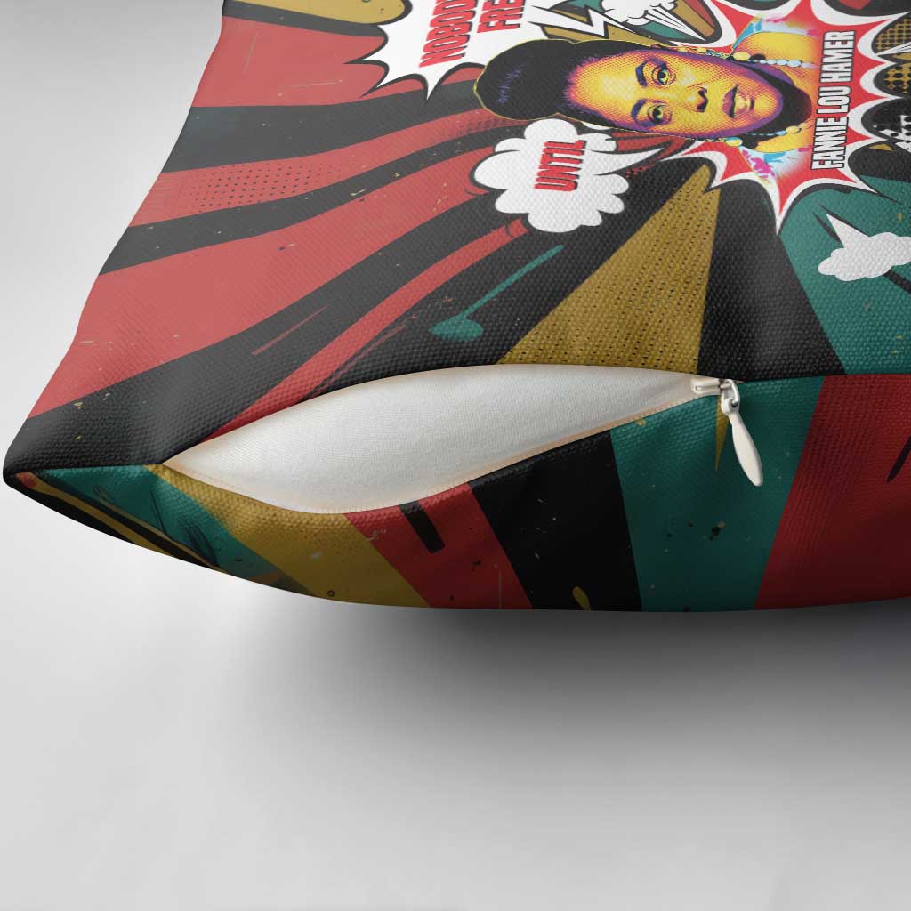 Fannie Lou Hamer Pillow Cover with Pop Art Comic Style Design Bold Quote and Civil Rights Tribute - African Pride