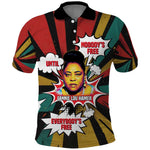 Fannie Lou Hamer Polo Shirt with Pop Art Comic Style Design Bold Quote and Civil Rights Tribute - African Pride