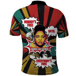 Fannie Lou Hamer Polo Shirt with Pop Art Comic Style Design Bold Quote and Civil Rights Tribute - African Pride