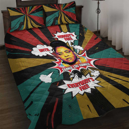 Fannie Lou Hamer Quilt Bed Set with Pop Art Comic Style Design Bold Quote and Civil Rights Tribute - African Pride