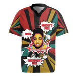 Fannie Lou Hamer Rugby Jersey with Pop Art Comic Style Design Bold Quote and Civil Rights Tribute - African Pride