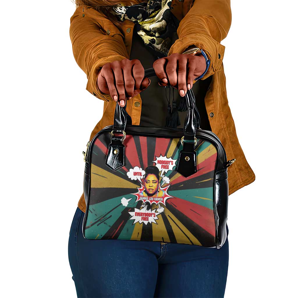 Fannie Lou Hamer Shoulder Handbag with Pop Art Comic Style Design Bold Quote and Civil Rights Tribute - African Pride