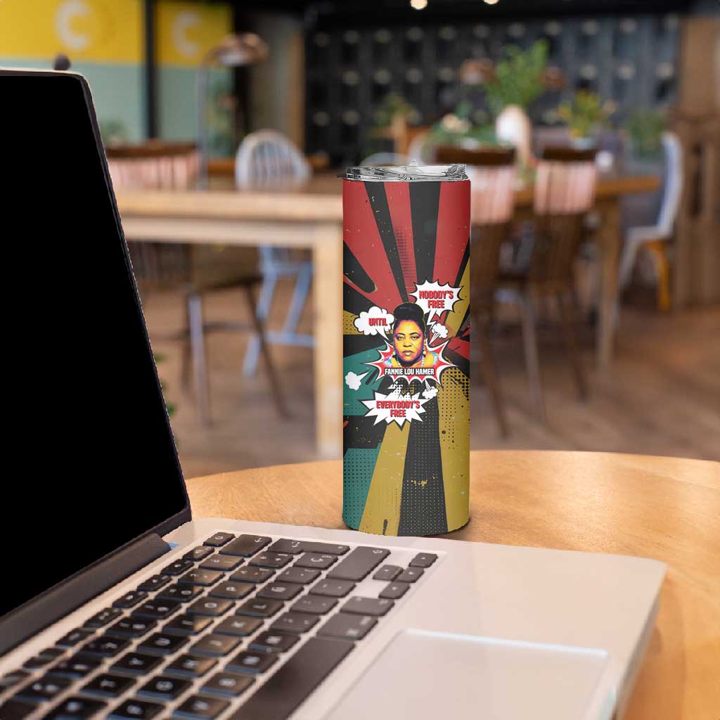 Fannie Lou Hamer Skinny Tumbler with Pop Art Comic Style Design Bold Quote and Civil Rights Tribute - African Pride