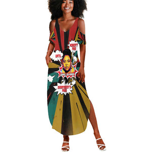 Fannie Lou Hamer Summer Maxi Dress with Pop Art Comic Style Design Bold Quote and Civil Rights Tribute - African Pride