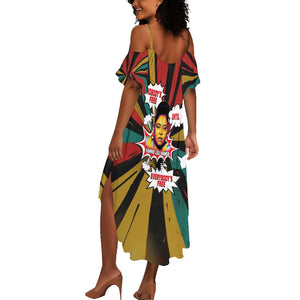 Fannie Lou Hamer Summer Maxi Dress with Pop Art Comic Style Design Bold Quote and Civil Rights Tribute - African Pride
