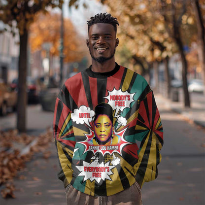 Fannie Lou Hamer Sweatshirt with Pop Art Comic Style Design Bold Quote and Civil Rights Tribute - African Pride