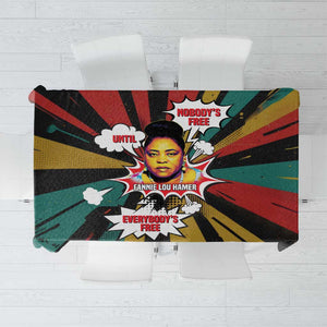 Fannie Lou Hamer Tablecloth with Pop Art Comic Style Design Bold Quote and Civil Rights Tribute - African Pride