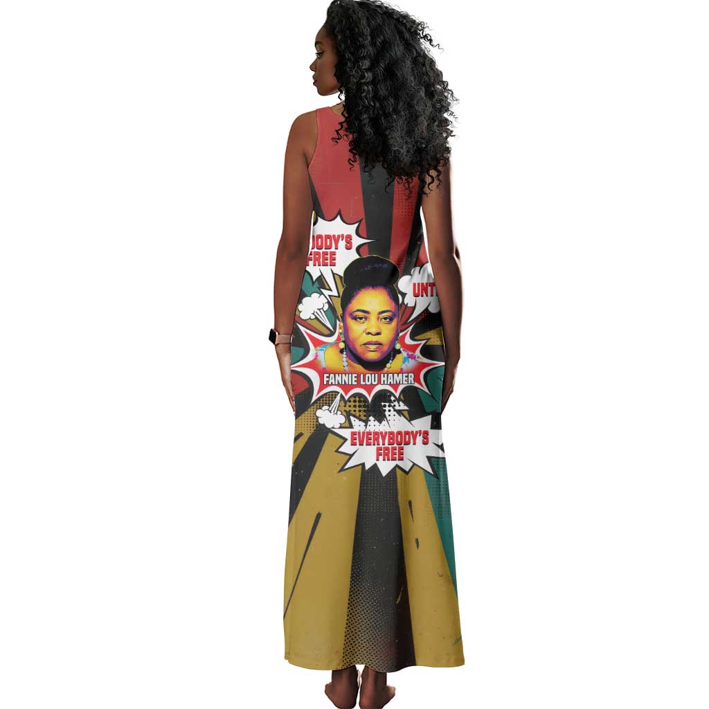 Fannie Lou Hamer Tank Maxi Dress with Pop Art Comic Style Design Bold Quote and Civil Rights Tribute - African Pride