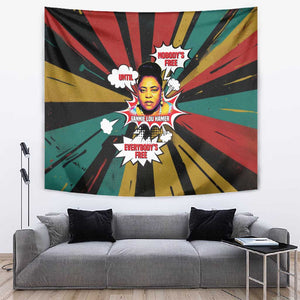 Fannie Lou Hamer Tapestry with Pop Art Comic Style Design Bold Quote and Civil Rights Tribute - African Pride