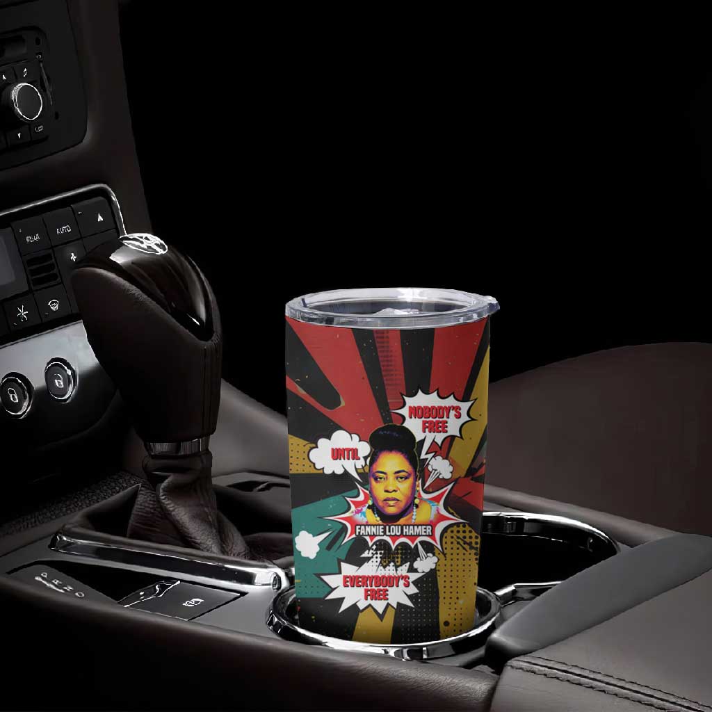 Fannie Lou Hamer Tumbler Cup with Pop Art Comic Style Design Bold Quote and Civil Rights Tribute - African Pride
