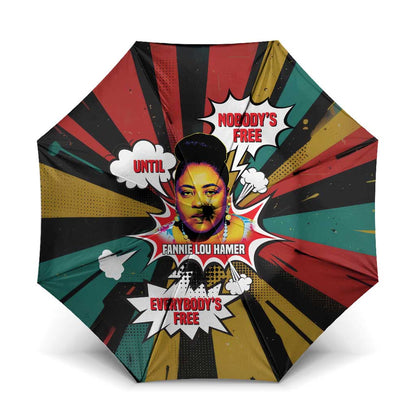 Fannie Lou Hamer Umbrella with Pop Art Comic Style Design Bold Quote and Civil Rights Tribute - African Pride
