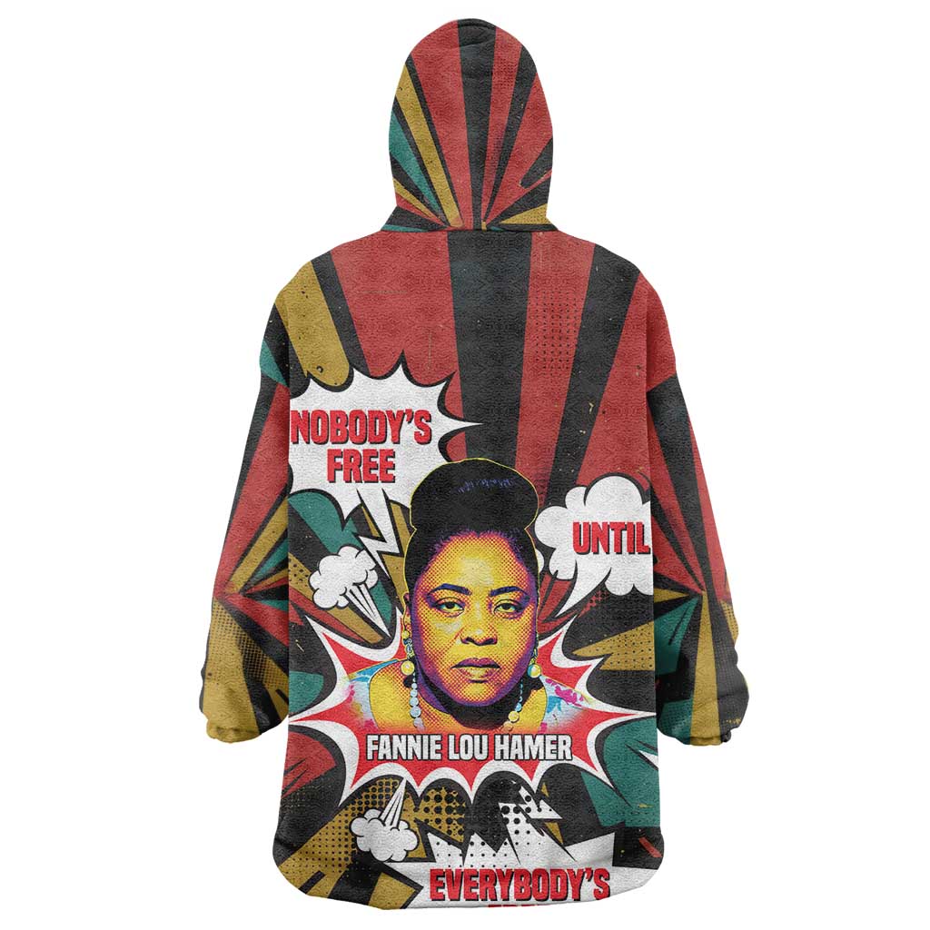 Fannie Lou Hamer Wearable Blanket Hoodie with Pop Art Comic Style Design Bold Quote and Civil Rights Tribute - African Pride