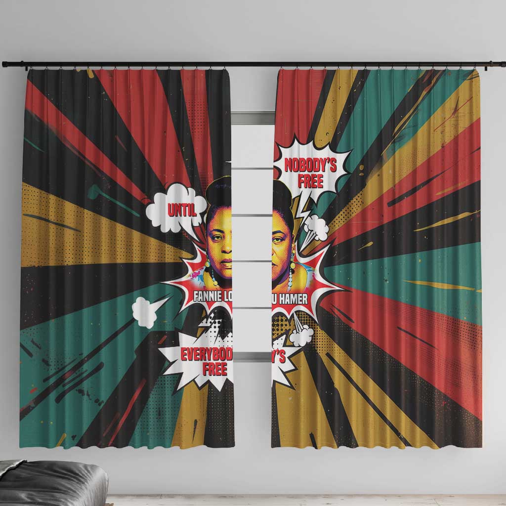 Fannie Lou Hamer Window Curtain with Pop Art Comic Style Design Bold Quote and Civil Rights Tribute - African Pride